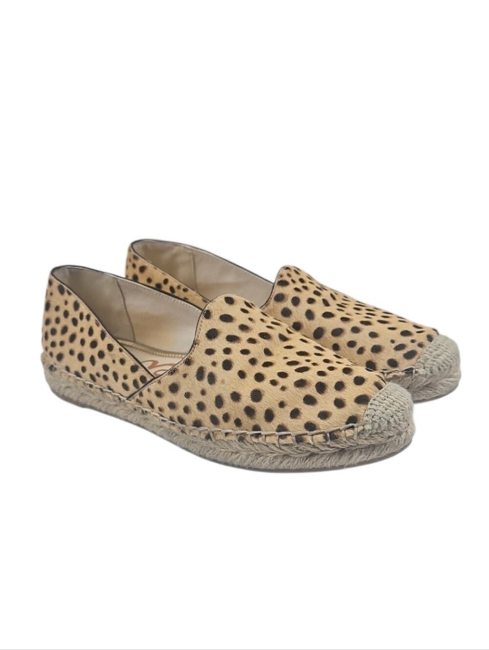 Sam Eldeman Kesia Animal Print Slip-On Espadrilles Women's Shoes Tan Black 8.5
